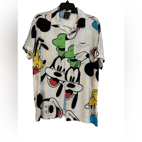 Disney Mickey Mouse Shirt Adult Sz small Camp Collar Hawaiian Rayon GoofyDonald - Picture 2 of 5